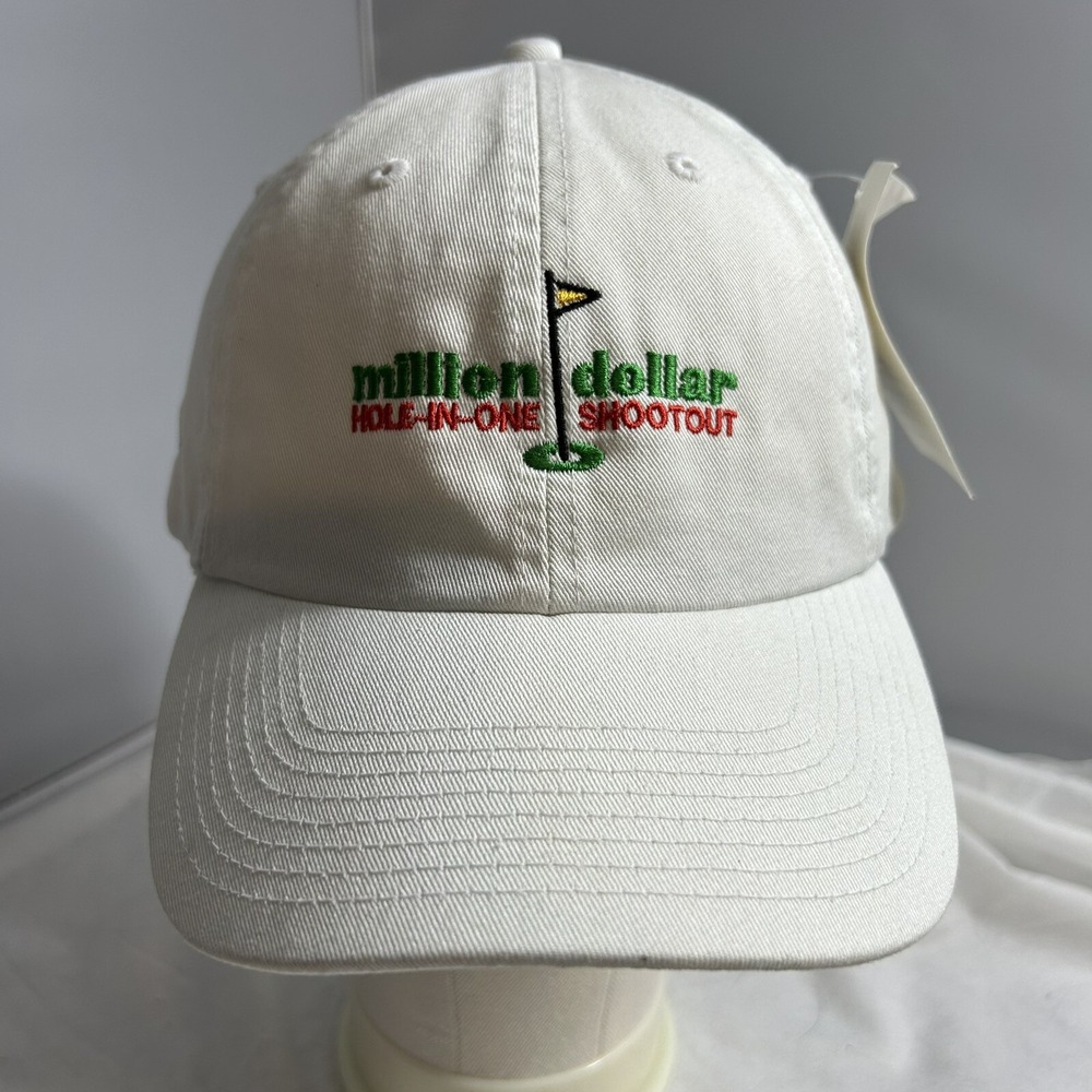 Golf Hat Million Dollar Hole In One Slideback Cap White OSFM Embroidered ACE